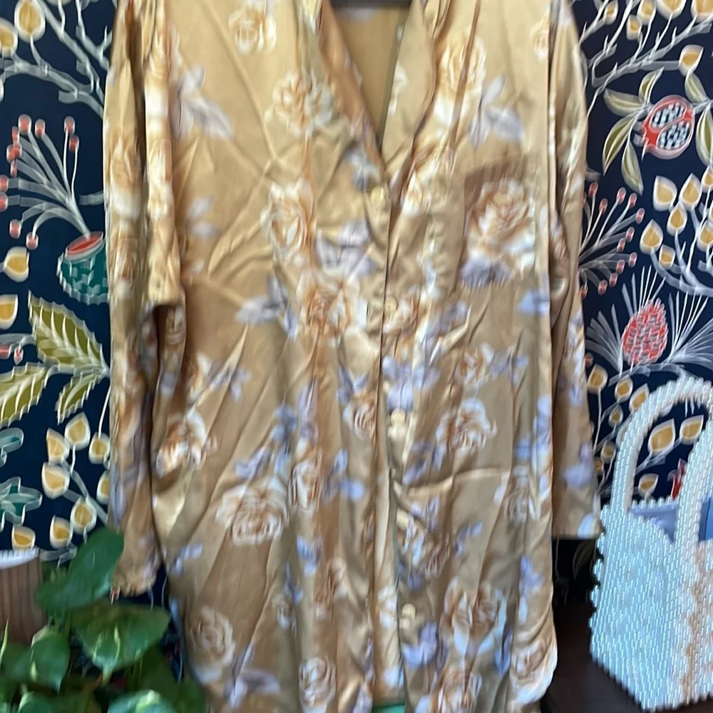Victoria's Secret Vintage Floral Button Down Silky Sleep Shirt